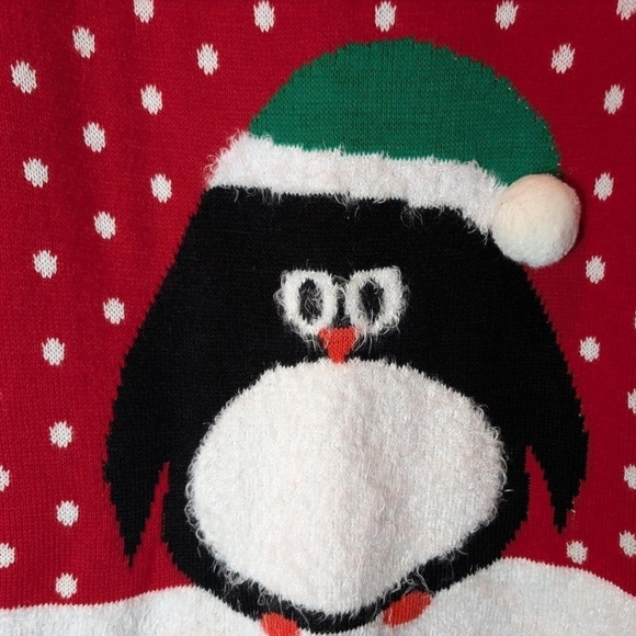 Pre-owned Notations Red Penguin Sweater - Picture 3 of 8